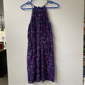 Rebecca Taylor Womens Silk Abstract Pattern Spaghetti Strap Dress in Purple